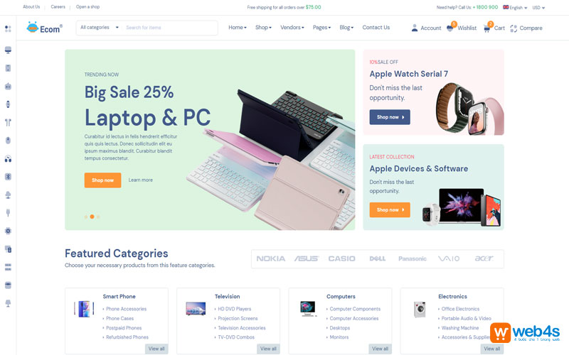 Mẫu thiết kế web điện tử điện lạnh mới nhất